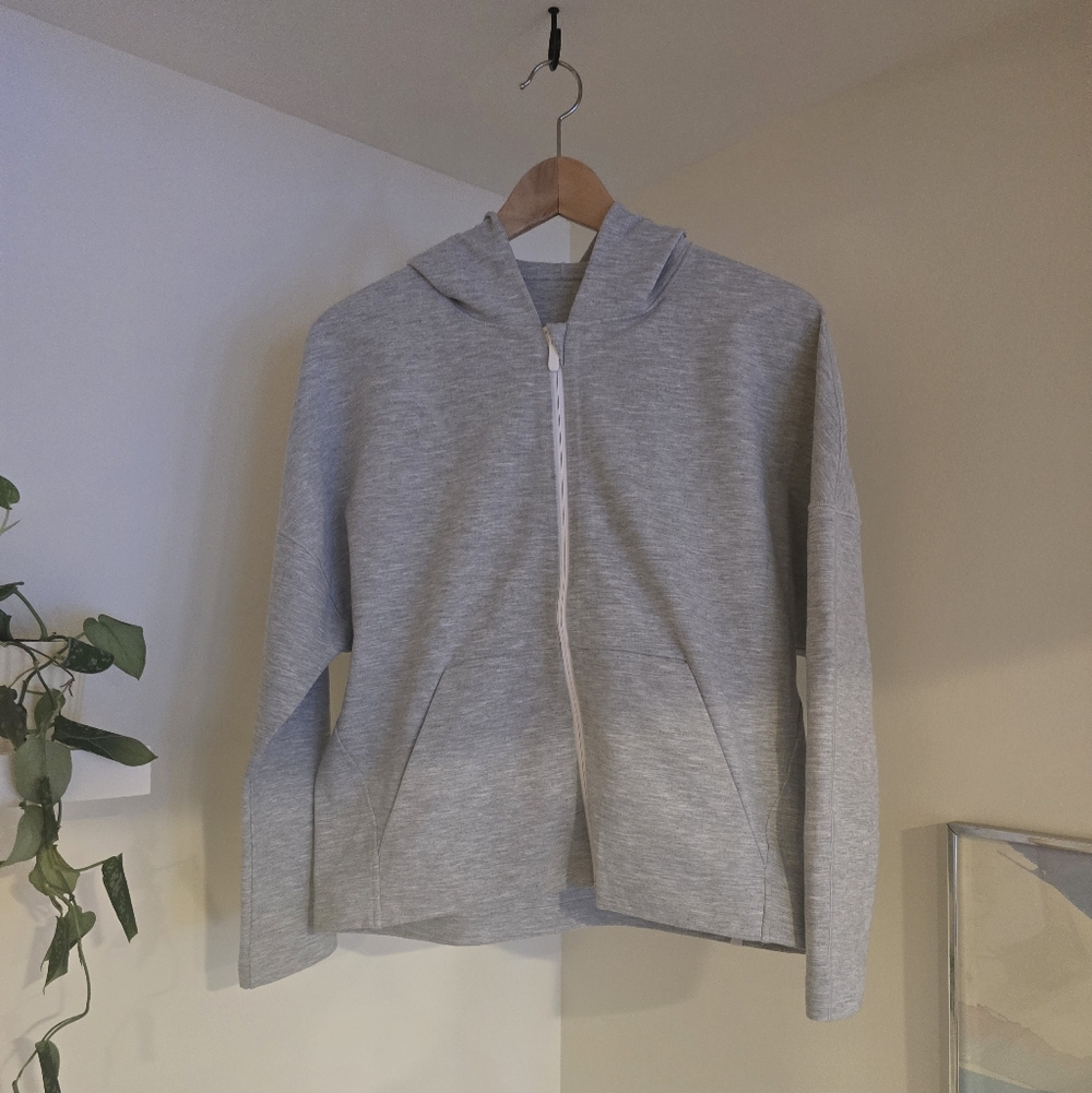 Lululemon Boxy Grey Cropped Zip Up Hoodie